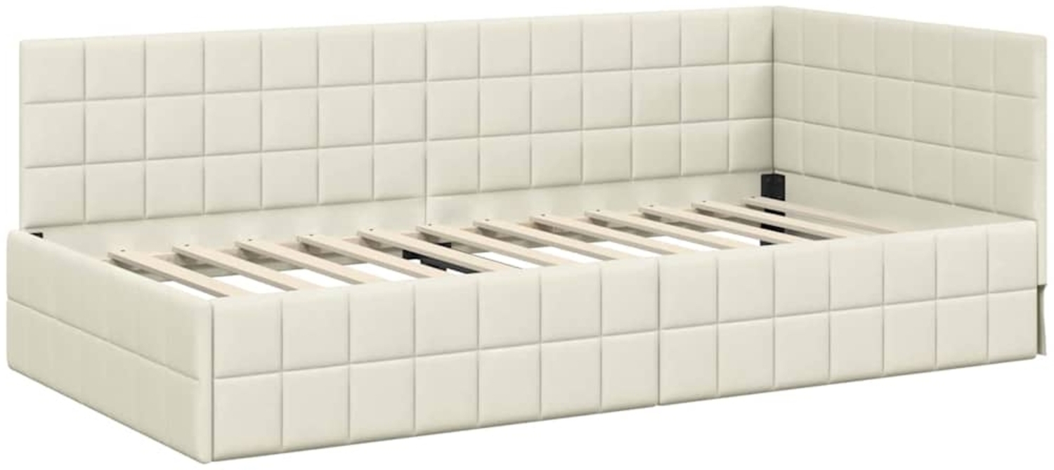 vidaXL Eckbettgestell mit Kopfteil Creme 90 cm x 200 cm Stoff 42016395 Bild 1
