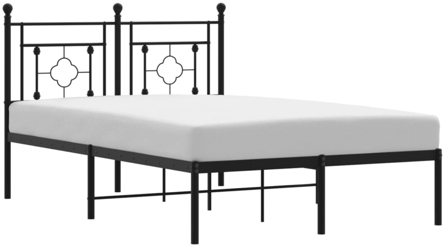 vidaXL Bettgestell mit Kopfteil, Metall schwarz, 120x190 cm Bild 1