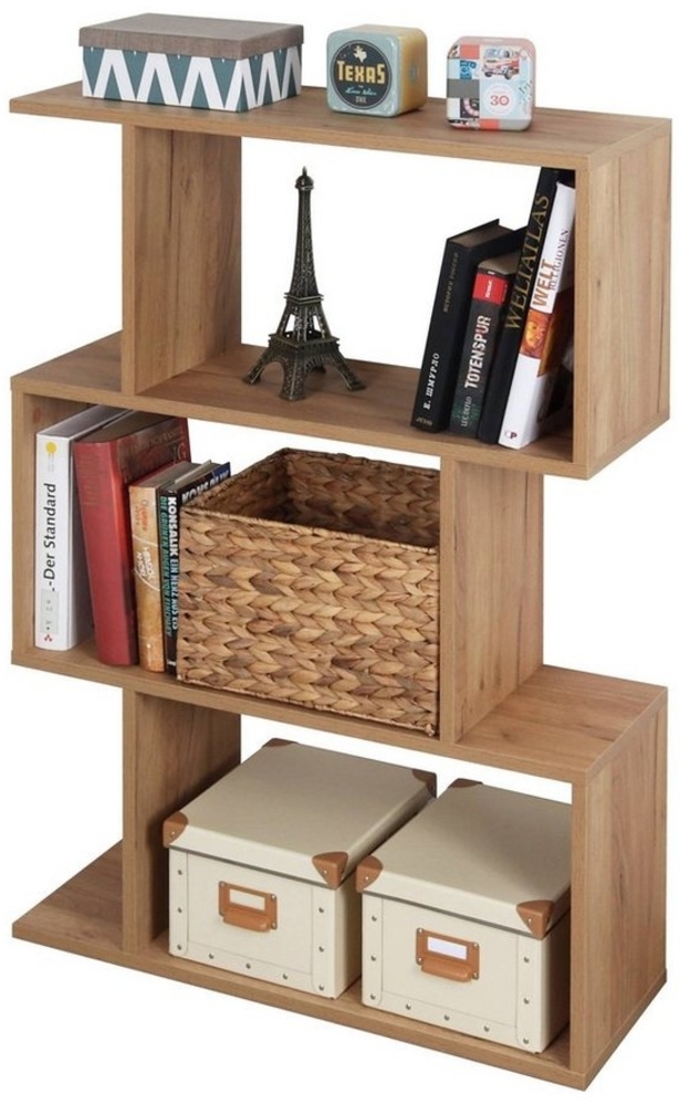 RICOO Standregal 97 x 70 x 25 cm Eiche braun – Bücherregal Wandregal Wohnzimmer WM072-EG Bild 1