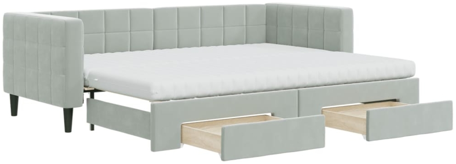 vidaXL Tagesbett Ausziehbar mit Schubladen Hellgrau 80x200 cm Samt 3196756 Bild 1