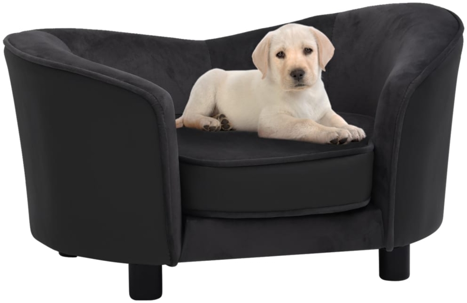 vidaXL Hundesofa Schwarz 69x49x40 cm Plüsch und Kunstleder 171032 Bild 1