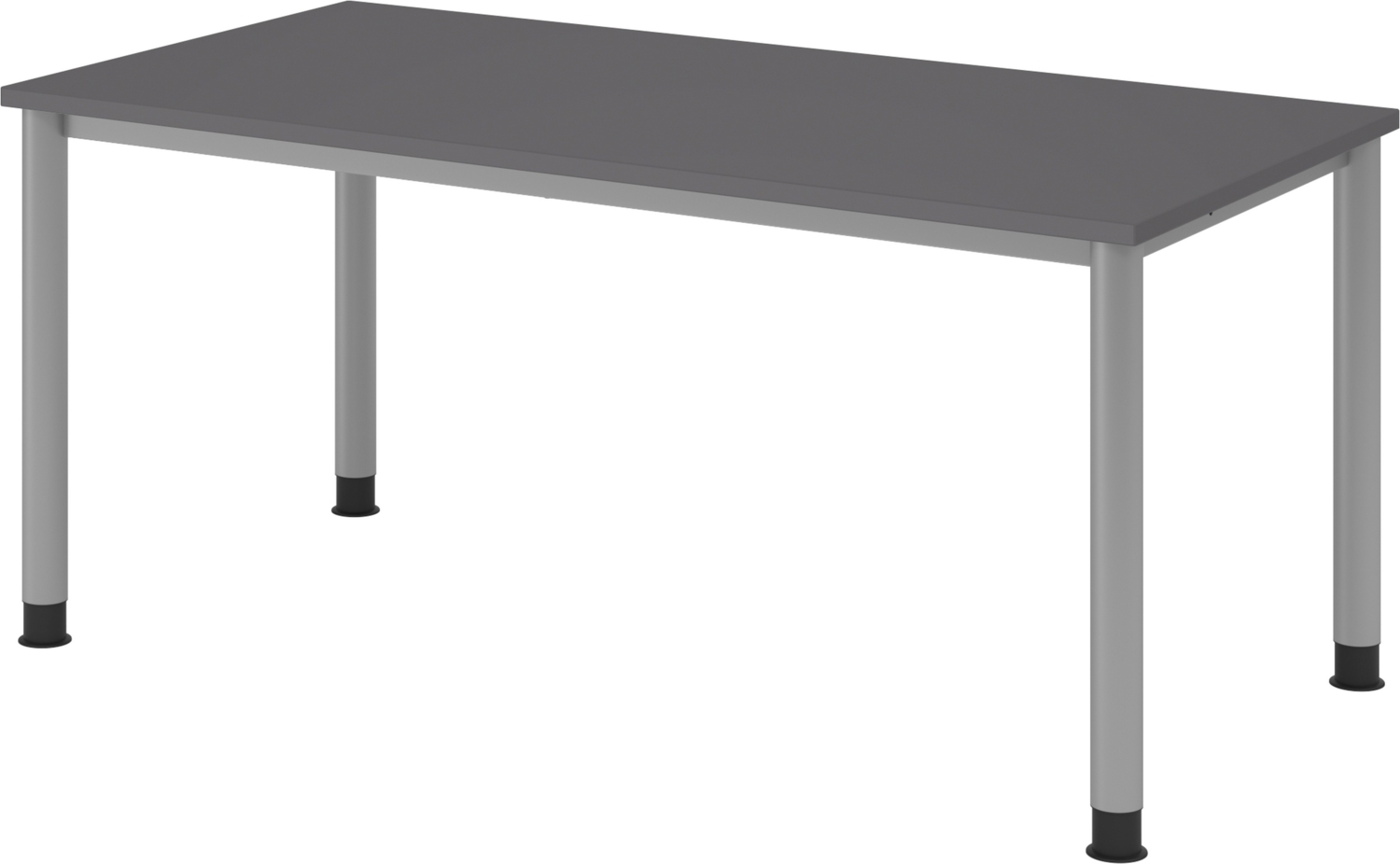 bümö höhenverstellbarer Schreibtisch H-Serie 160x80 cm in graphit, Gestell in Silber - PC Tisch für's Büro manuell höhenverstellbar, Computertisch verstellbar, HS-16-G-S Bild 1