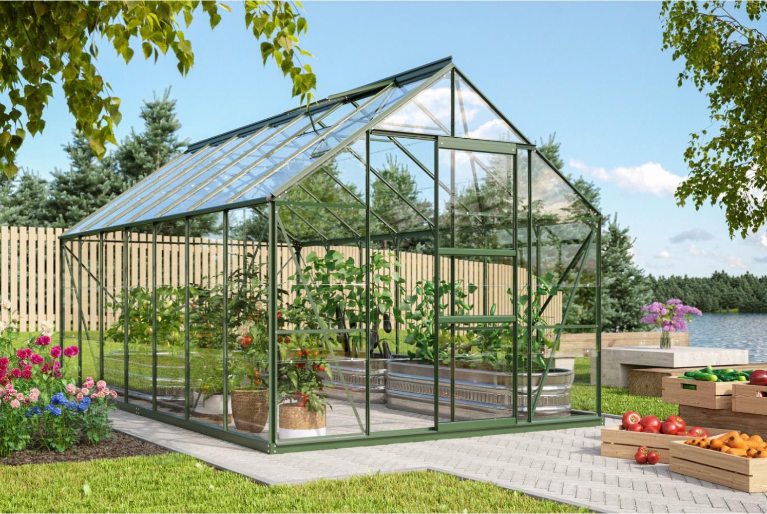 Vitavia Gewächshaus "Merkur 11500", smaragd grün, 11,5 m²,3 mm ESG Bild 1