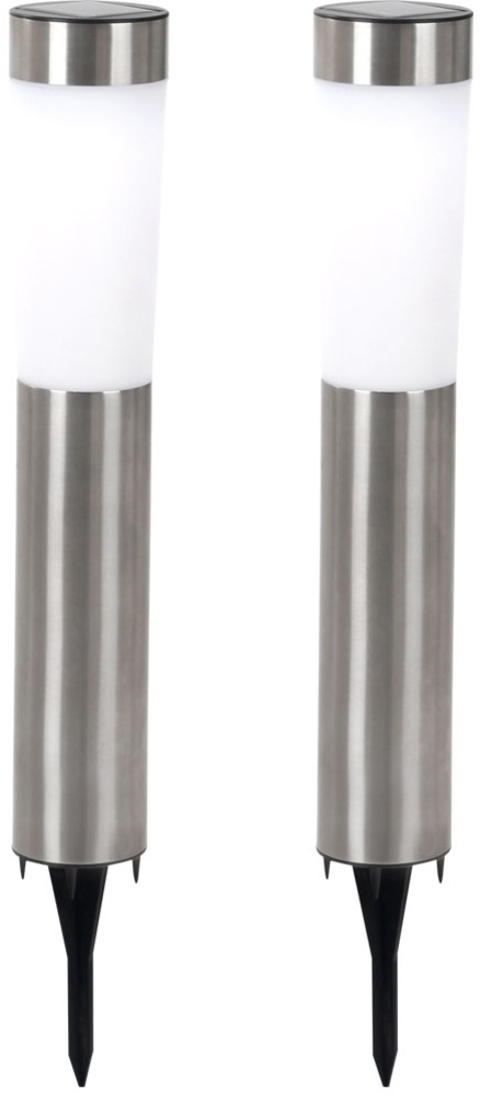 2er Set LED Solarleuchte, Edelstahl, Erdspieß, H 56 cm Bild 1