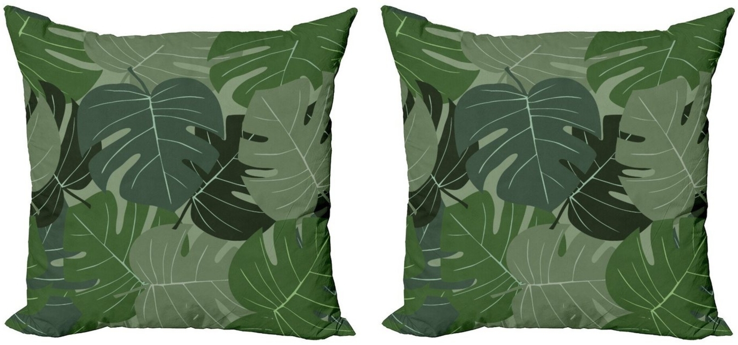 Abakuhaus Kissenbezüge Modern Accent Doppelseitiger Digitaldruck, (2 Stück), Waldgrün Camo Palmblätter Bild 1