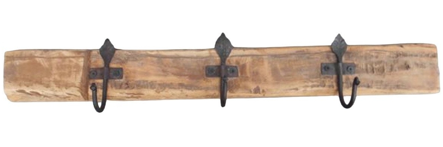 Deko-Impression Hakenleiste Kleiderhakenleiste. Aufbereitetes altes Hartholz mit 3 Eisenhaken Bild 1