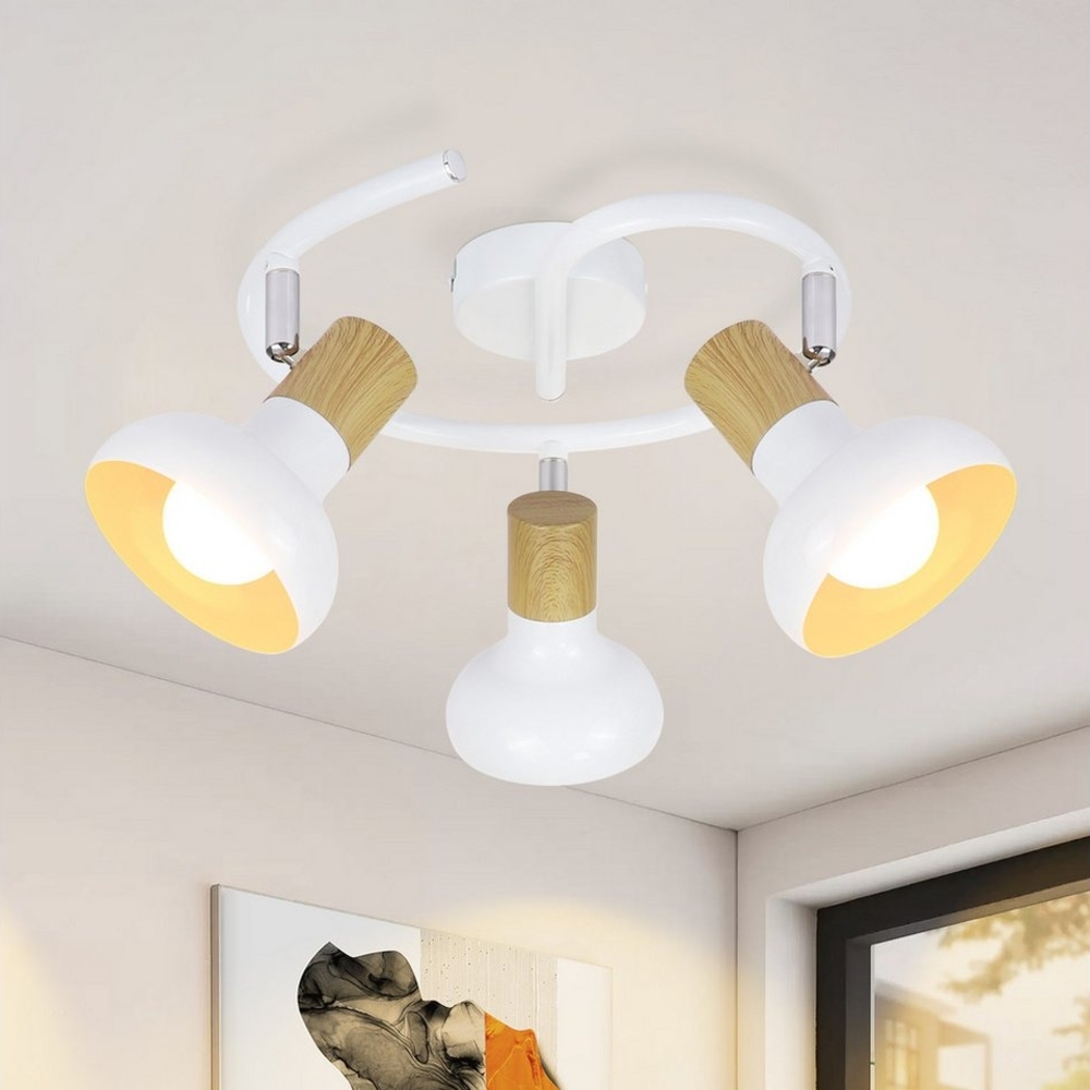 Nettlife Deckenstrahler Vintage E14 Innen 350°Schwenkbar Weiß Deckenlampe Flur, Schwenkbar 350°, ohne Leuchtmittel, Industrial 3/4/6 Flammig Rund Deckenspots für Hotel Wohnzimmer Bild 1