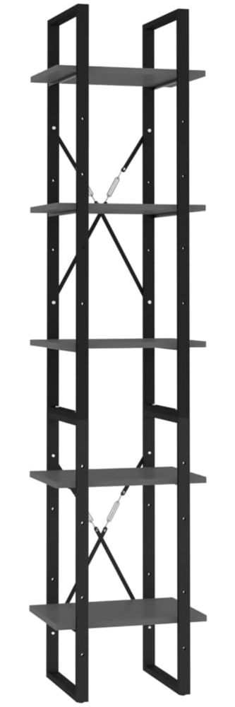 vidaXL Bücherregal 5 Fächer Grau 40x30x175 cm Holzwerkstoff 3081970 Bild 1