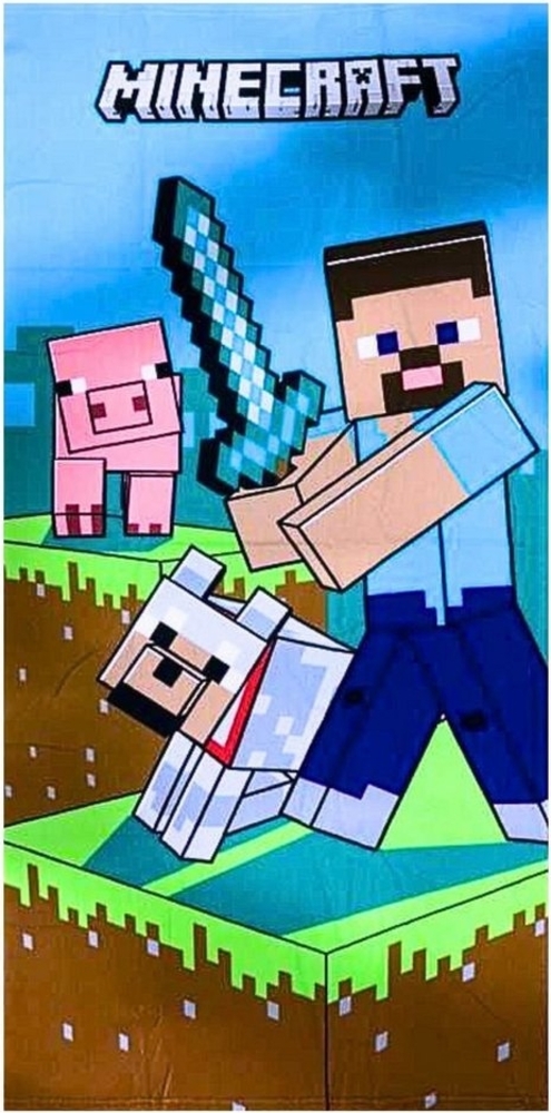 Minecraft Badetuch Steve, Mikrofaser, Kinder Strandtuch 70 x 140 cm schnelltrocknend Bild 1