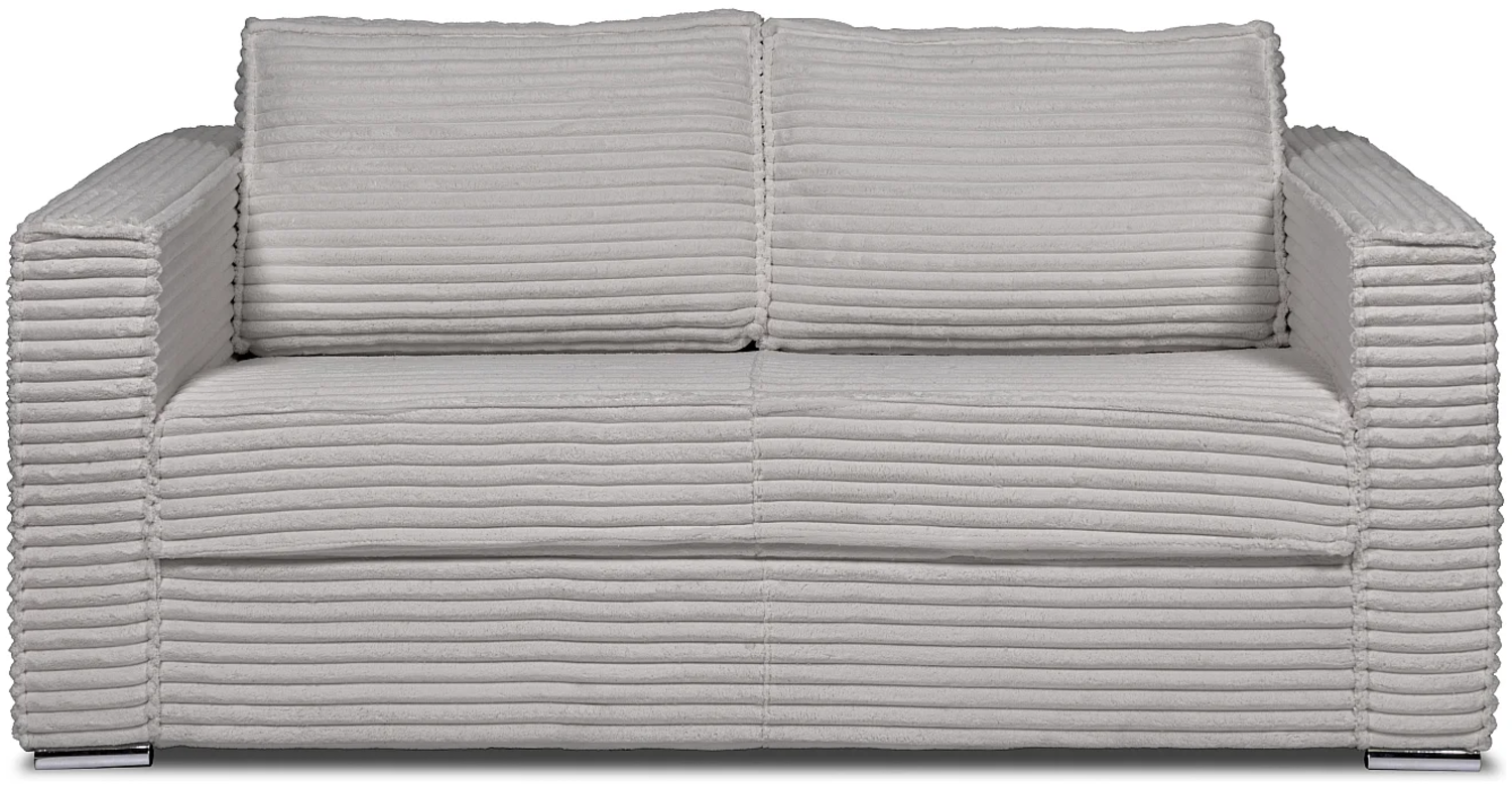 Vente-unique - Schlafsofa mit Matratze 3-Sitzer - grob gerippter Cord - Hellgrau - Liegefläche 140 cm - Matratze 22 cm mit Memory Schaum - LORETO Bild 1