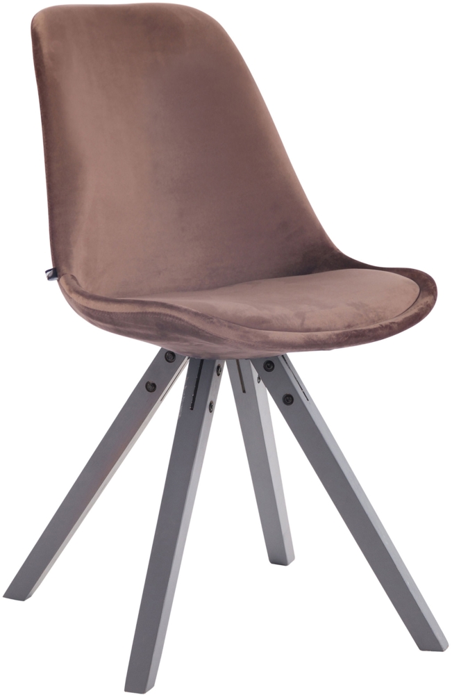 CLP Besucherstuhl Toulouse Samt Square mit Sitzpolster und eckigen Holzbeinen,braun grau Bild 1
