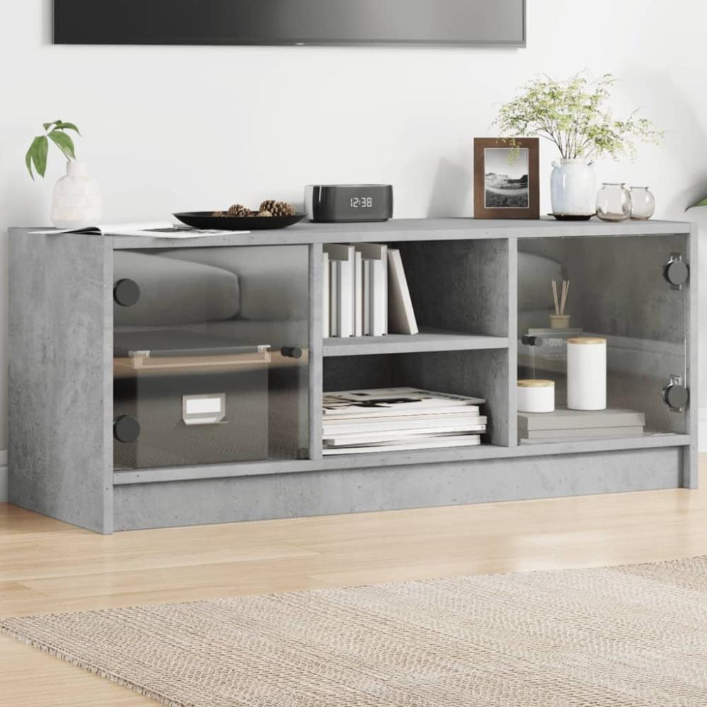 vidaXL TV-Schrank mit Glastüren Betongrau 102x37x42 cm 836374 Bild 1