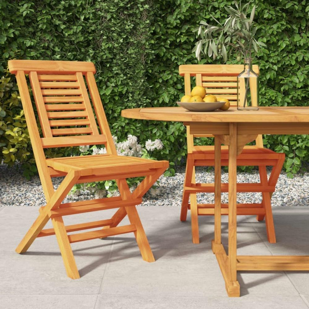 vidaXL Gartenstühle 2 Stk. Klappbar 47x63x90 cm Massivholz Teak 362755 Bild 1