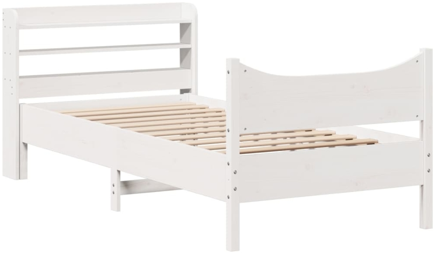 vidaXL Massivholzbett mit Kopfteil Weiß 90x200 cm Kiefer 3307054 Bild 1