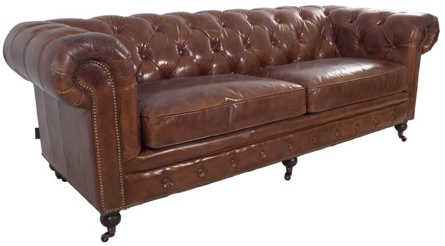 Chesterfield-Sofa 2-Sitzer Leder "Vintage-Cigar" Bild 1