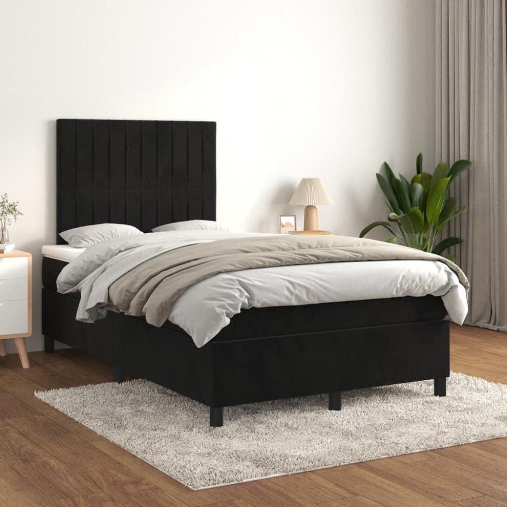 vidaXL Boxspringbett mit Matratze Schwarz 120x200 cm Samt 3143135 Bild 1