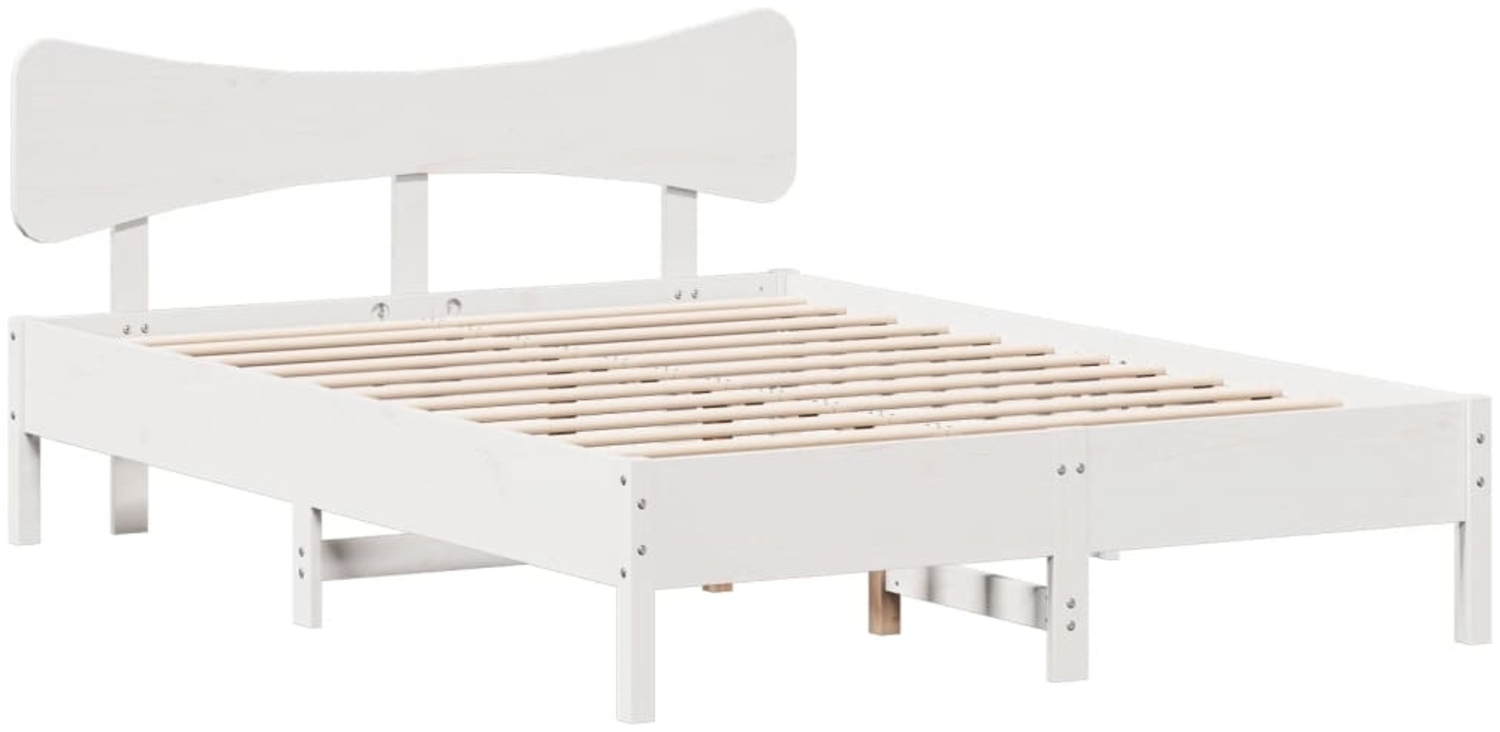 vidaXL Massivholzbett ohne Matratze Weiß 120x200 cm Kiefernholz 3328236 Bild 1