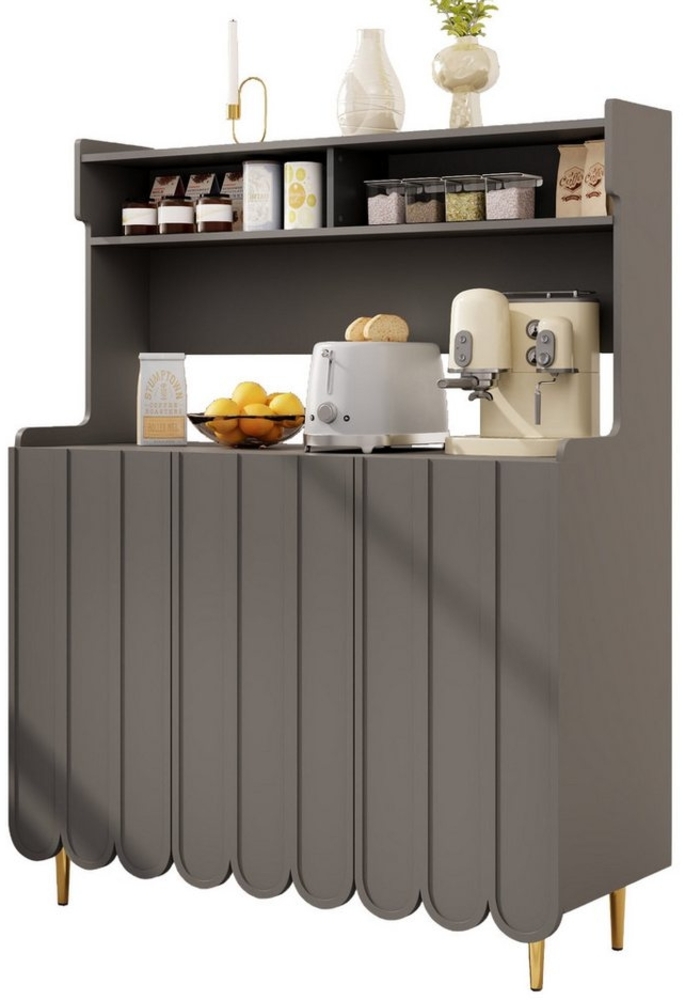 Tongtong Sideboard modernes Sideboard mit 3 Türen und 2 Fächern, 120 x 40 x 151 cm, das einen aufgeräumten Küchen- und Essbereich schafft, Grau Bild 1
