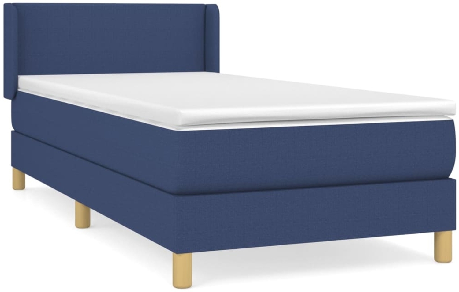 vidaXL Boxspringbett mit Matratze Blau 90x190 cm Stoff 3130079 Bild 1