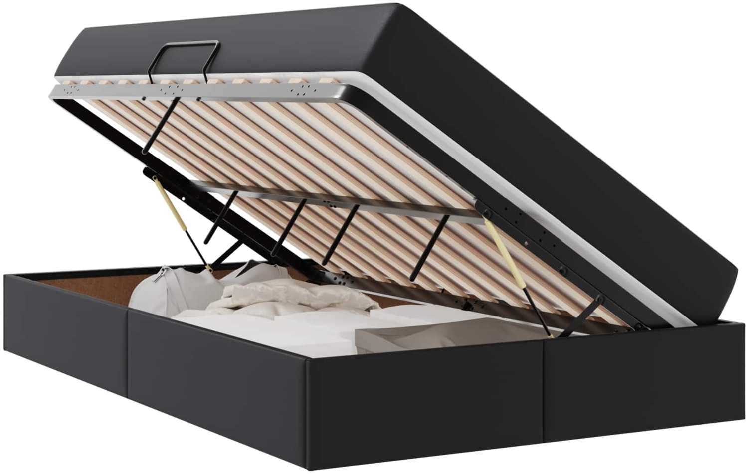 vidaXL Aufbewahrungsbett mit Matratze Schwarz 120x200 cm Kunstleder 3399604 Bild 1