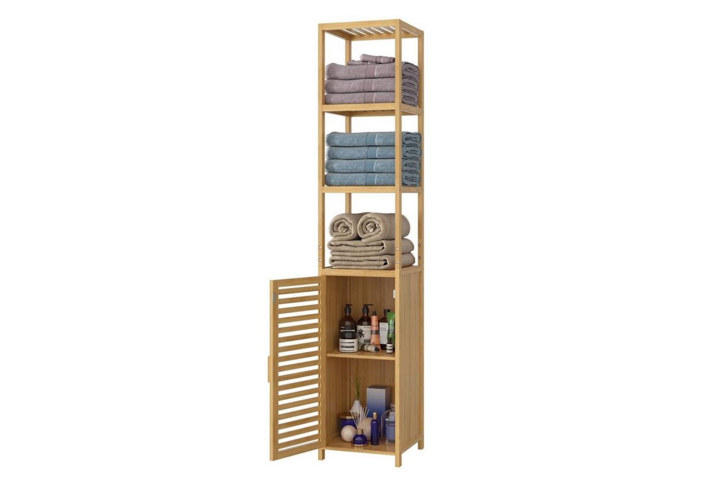 Homfa Hochschrank aus Bambus Badezimmer-Hochschrank Badregal 169cm Bild 1