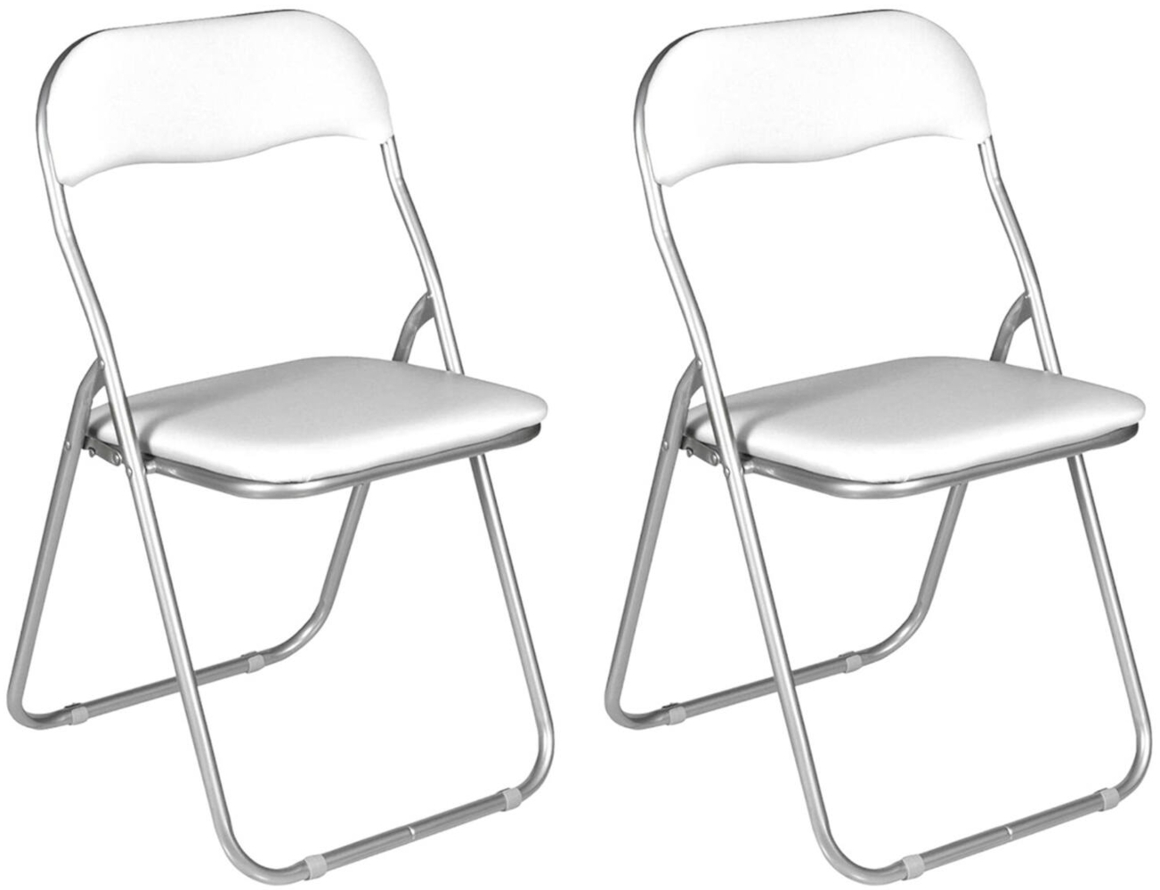 Dmora Set mit 2 Antenore-Klappstühlen, platzsparender Sessel, Gästestuhl, Besprechungssitz aus Kunstleder, 43 x 47 x 80 cm, Weiß Bild 1