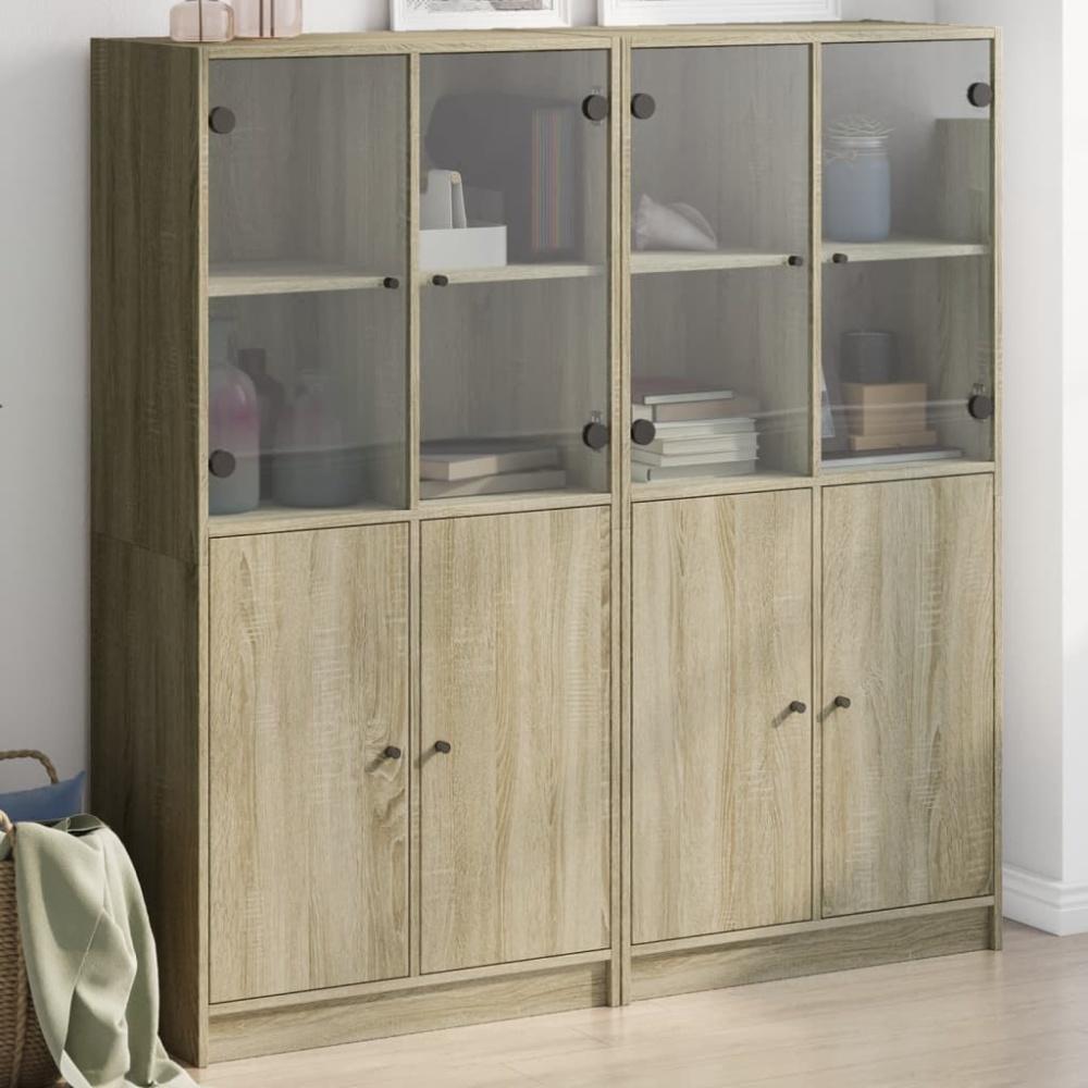 vidaXL Bücherschrank mit Türen Sonoma-Eiche 136x37x142cm Holzwerkstoff 3206526 Bild 1