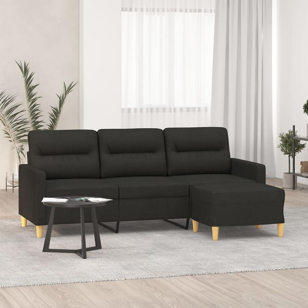 vidaXL 3-Sitzer-Sofa mit Hocker Schwarz 180 cm Stoff 3201077 Bild 1