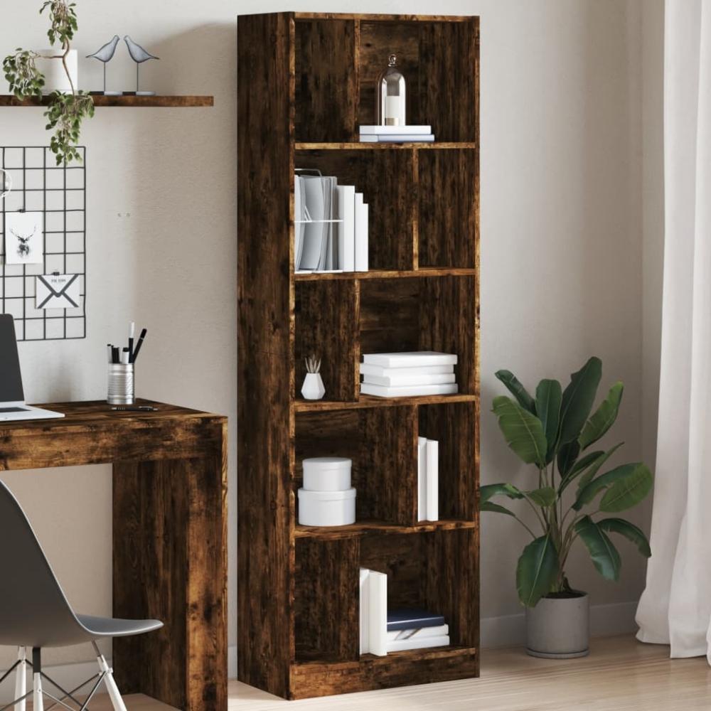 vidaXL Bücherregal Räuchereiche 57x28,5x174 cm Holzwerkstoff 847993 Bild 1