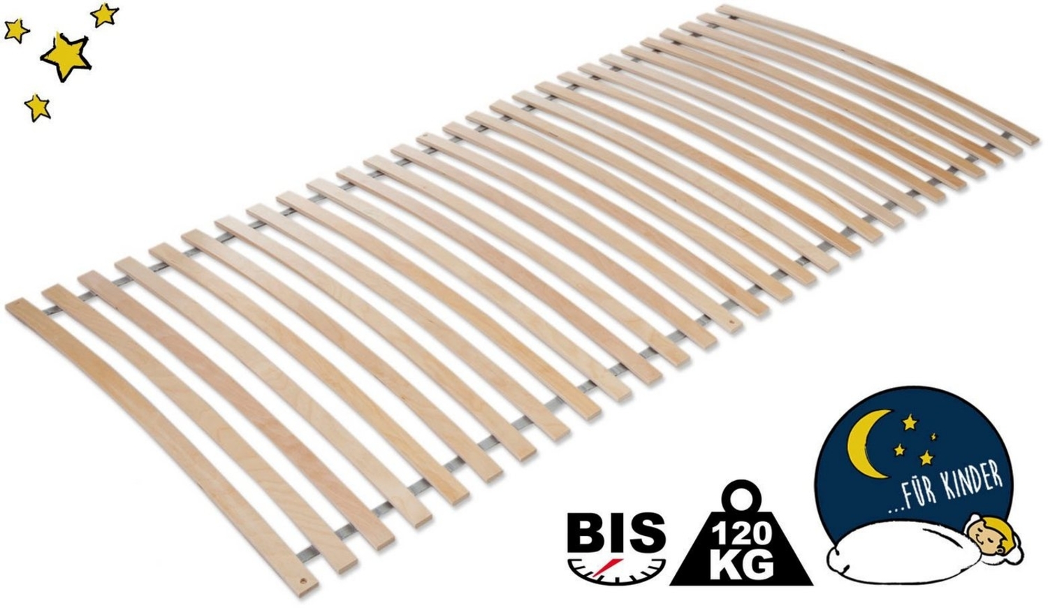 Rollrost Kid plus, 90x200, 140x200 cm und weiteren Größen, Lüttenhütt, Kopfteil nicht verstellbar, Fußteil nicht verstellbar, leichtes Handling, da gerollt und fertig montiert Bild 1