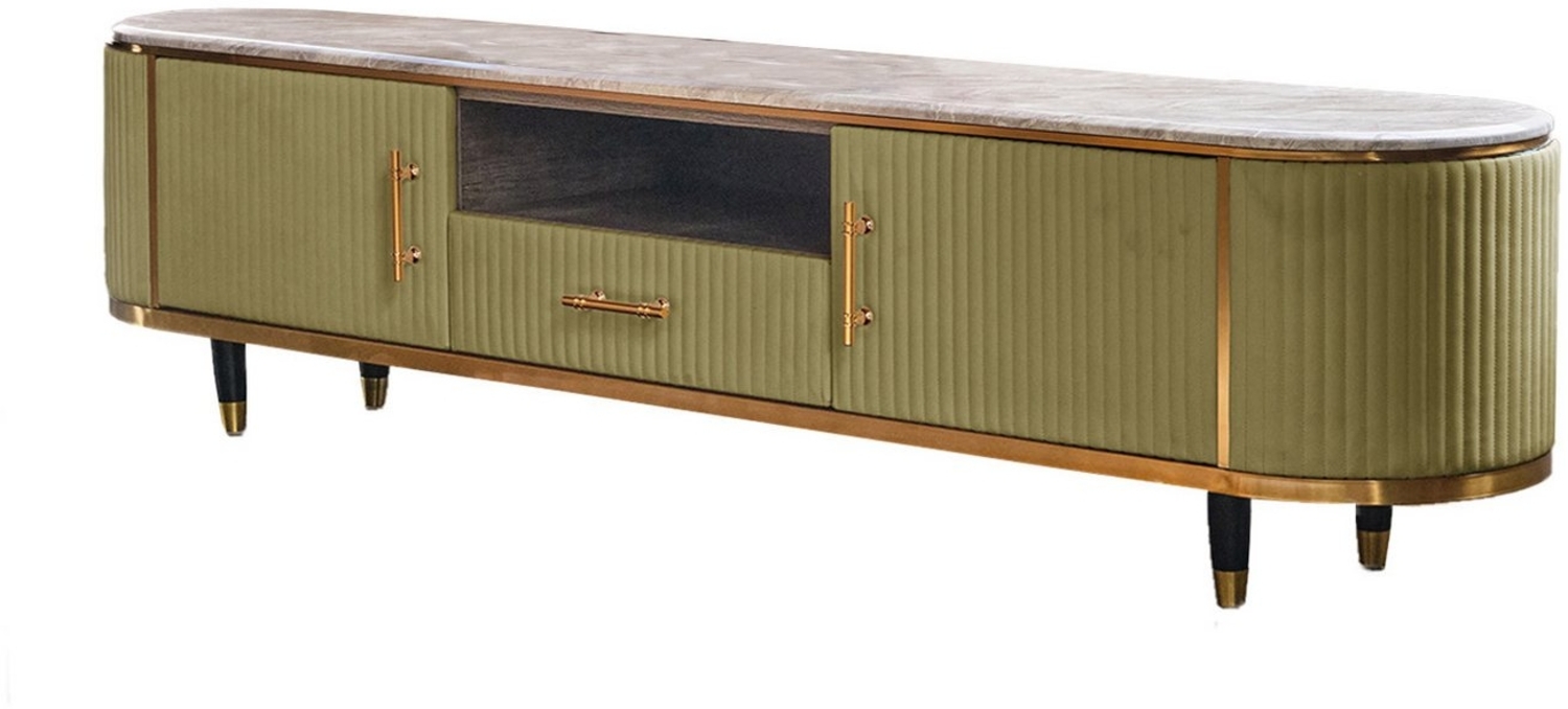 KAWOLA Lowboard MARIA, TV-Bank Marmorplatte Kunstleder verschiedene Farben Bild 1