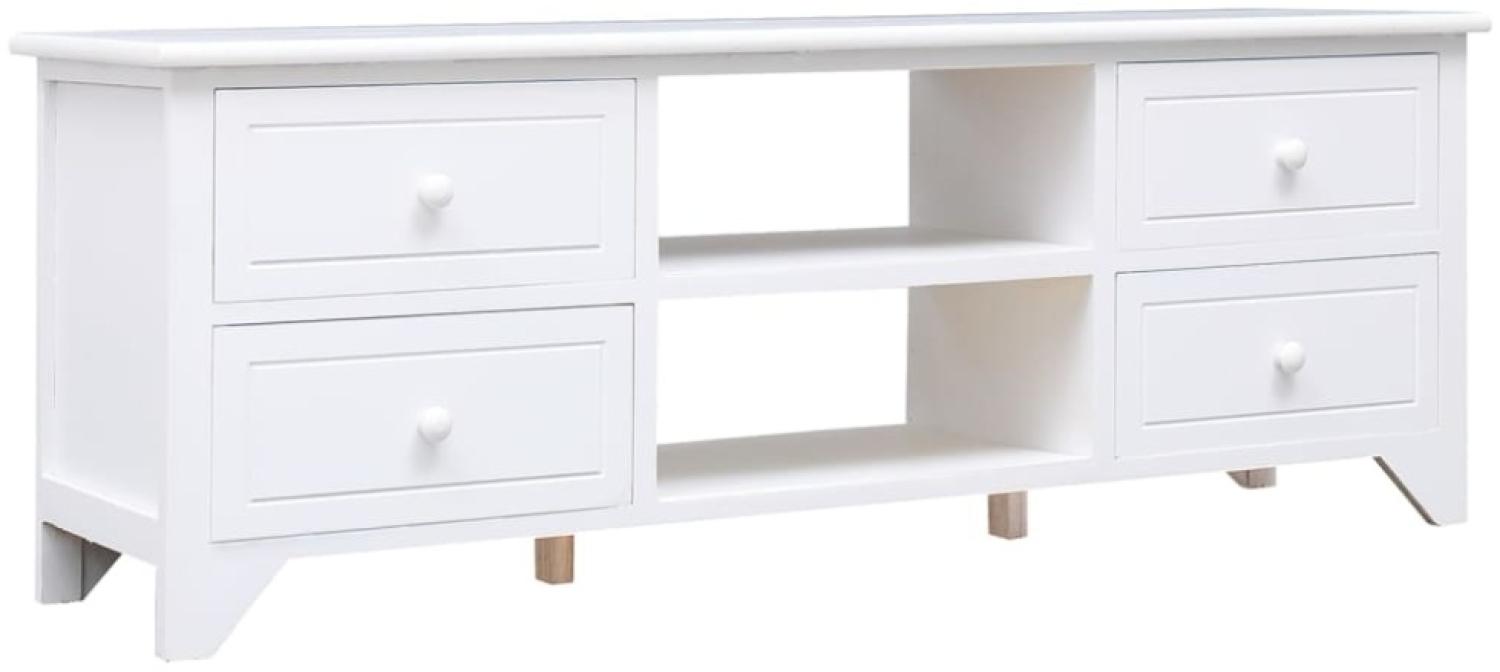 vidaXL TV-Schrank Weiß 108 x 30 x 40 cm Massivholz Paulownia [338517] Bild 1