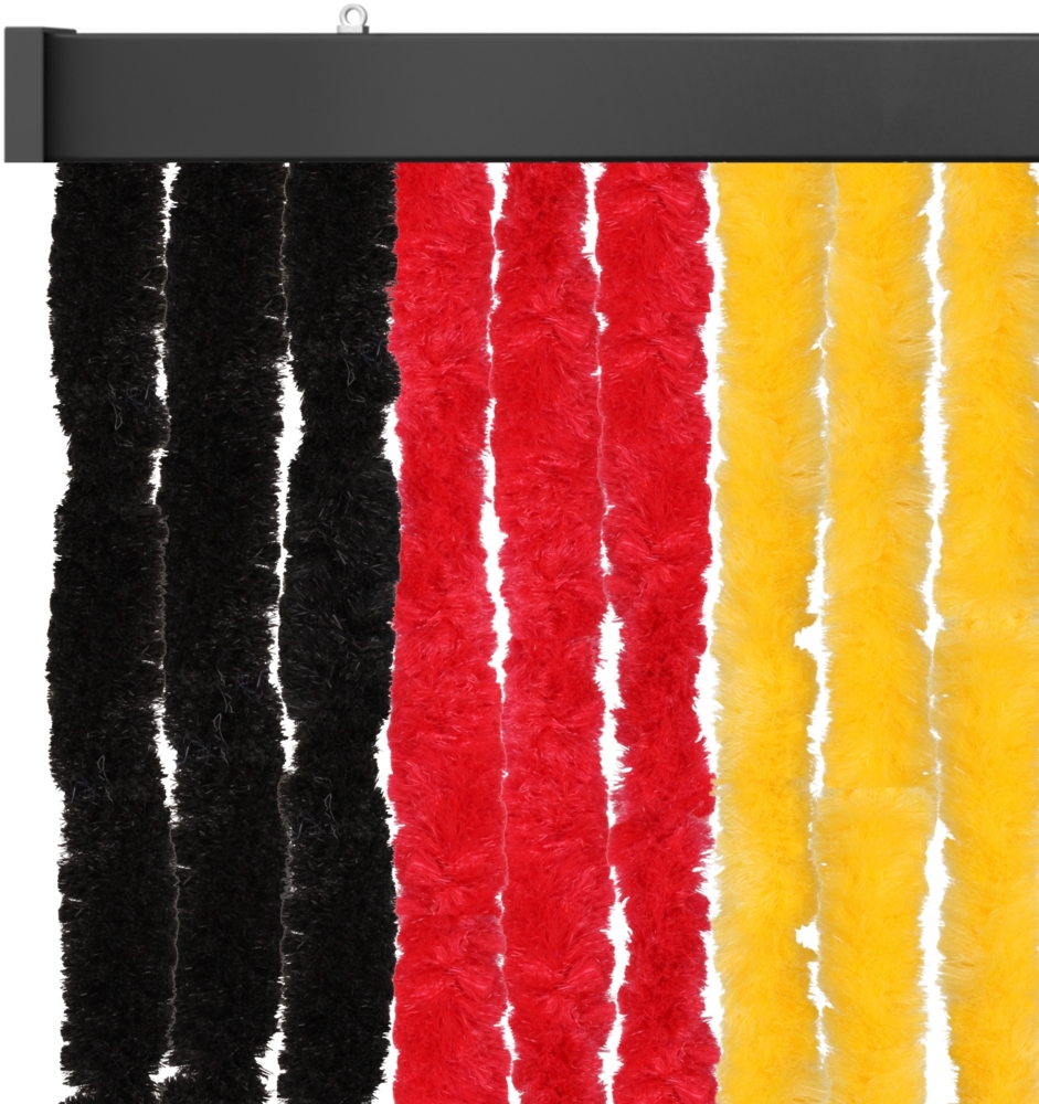 Flauschvorhang 80x220 cm in Unistreifen schwarz - rot - gelb, perfekter Insekten- und Sichtschutz für Ihre Balkon- und Terrassentür, viele Farben Bild 1