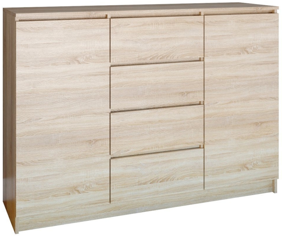 ibonto Nachtkommode Sideboard mit 4 Schubladen & 2 Türen für Schlafzimmer, Wohnzimmer Bild 1