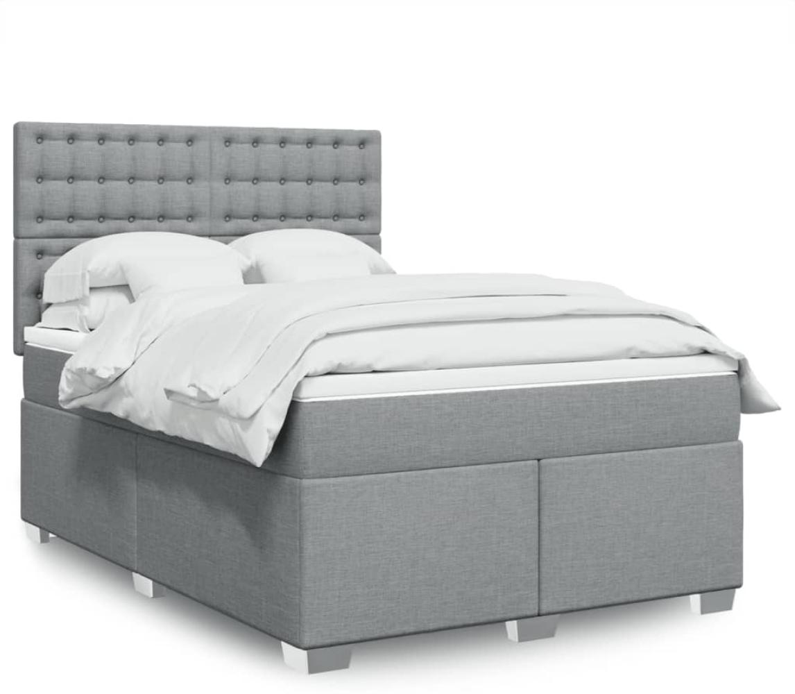 vidaXL Boxspringbett mit Matratze Hellgrau 140x200 cm Stoff 3292825 Bild 1