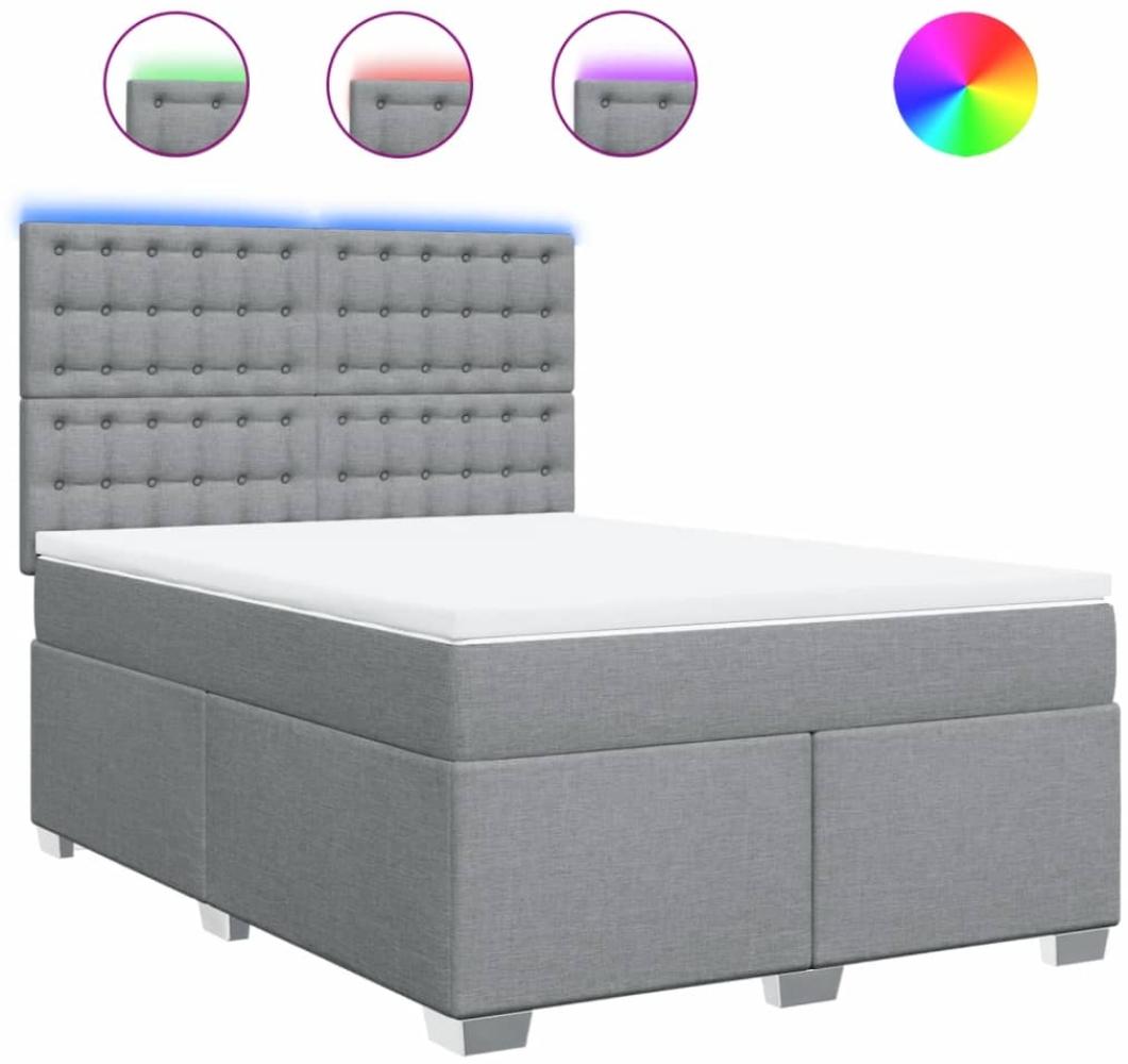 vidaXL Boxspringbett mit Matratze Hellgrau 140x200 cm Stoff 3292825 Bild 1