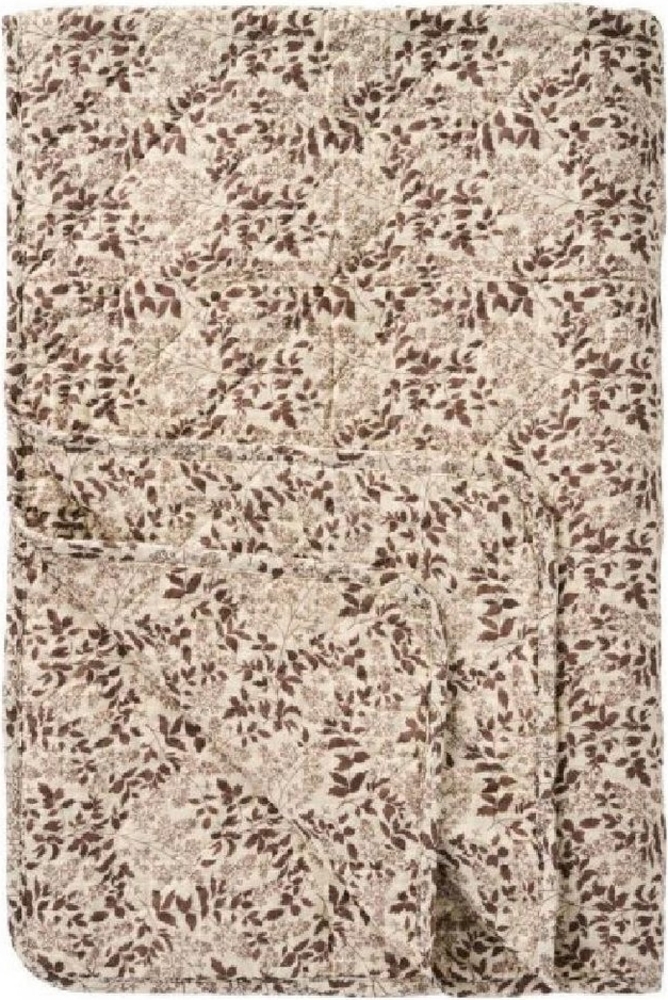 Ib Laursen - Decke Quilt Tagesdecke 180x130cm Blattmuster Natur Braun 07939-61 Bild 1
