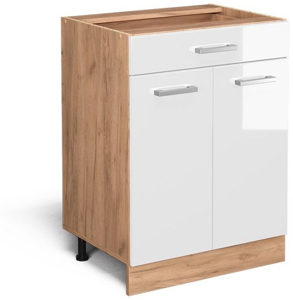 Vicco Küchenschrank Küchenzeile R-Line, Weiß Hochglanz, Schubunterschrank 60 cm, ohne AP Bild 1