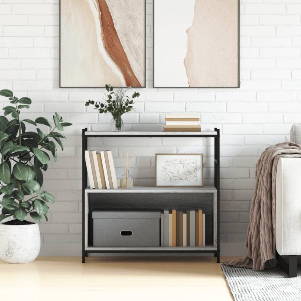 vidaXL Bücherregal Grau Sonoma 80x30x78,5 cm Holzwerkstoff und Eisen 832796 Bild 1