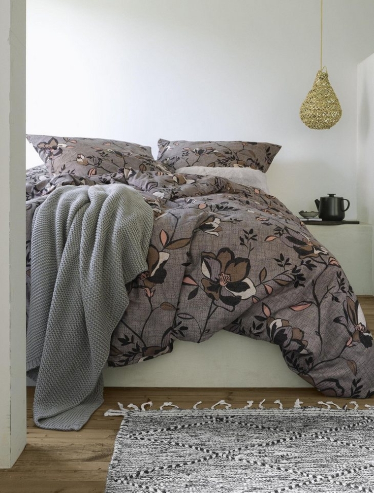 Irisette Feinbiber Bettwäsche Koala 135x200 Blütenranken braun lachs 8616-90 Bild 1