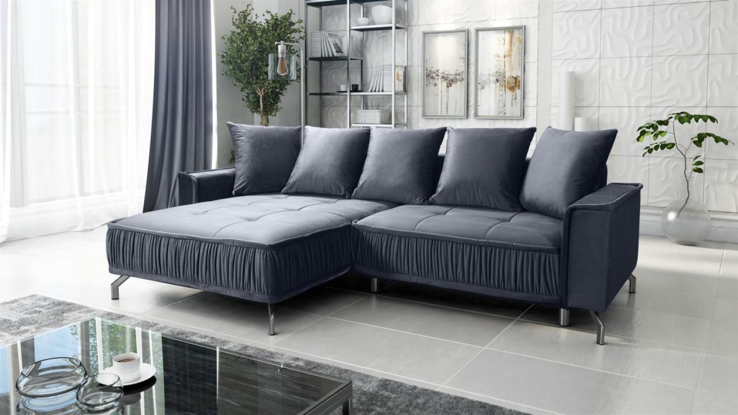 Ecksofa Schlafsofa Sofa FLORENCE Stoff Element Dunkelgrau Ottomane Links Bild 1