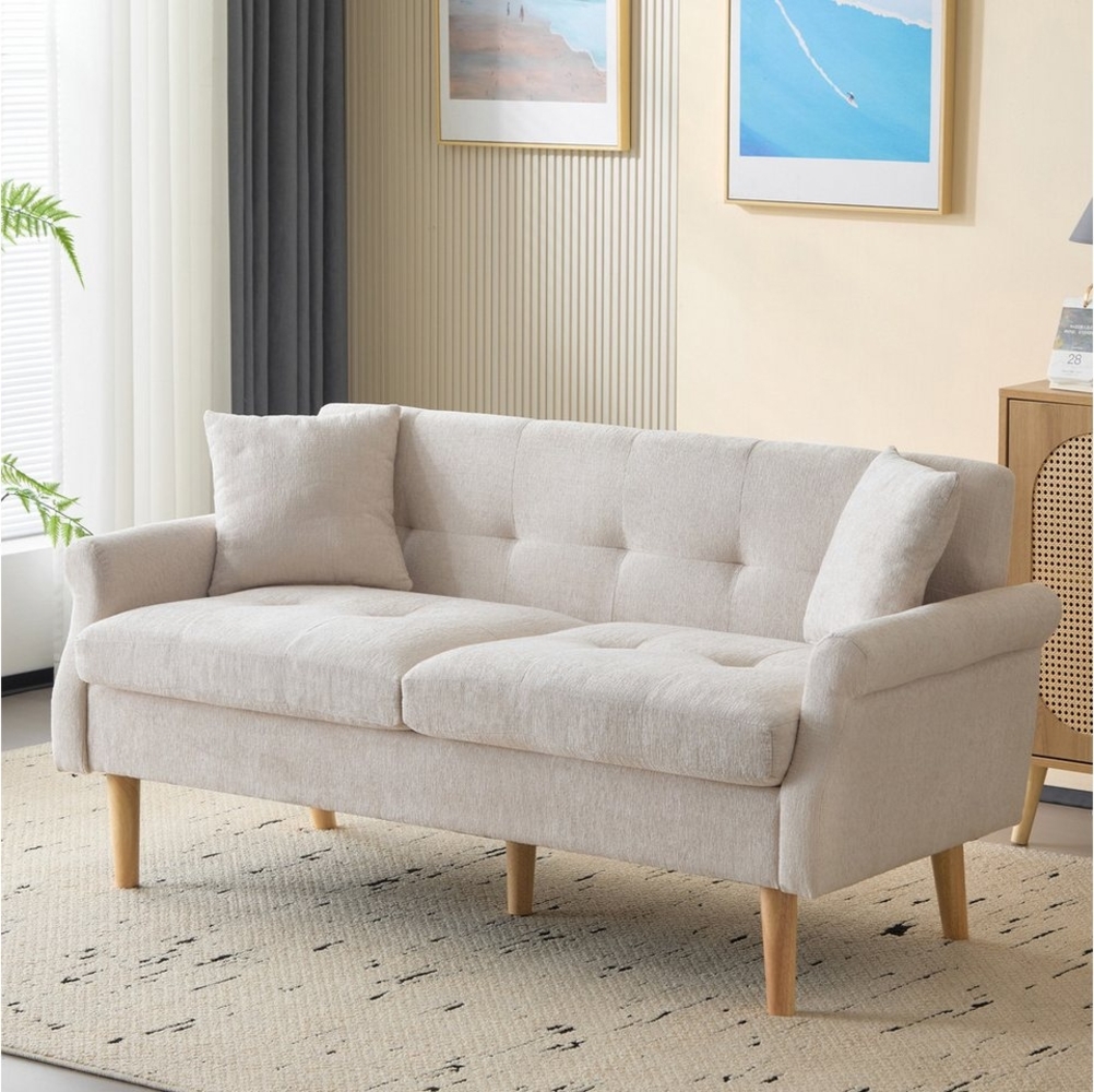 Furnishings Home 2-Sitzer Doppelsofa Polstersofa Chenille-Stoff beige, 1 Teile, Modernes Design für Wohnzimmer Schlafzimmer Wohnung usw Bild 1