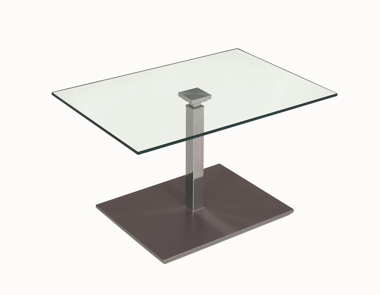 Funktionstisch höhenverstellbar Carlotta 90 x 60 x 47-65 Couchtisch Glas/Perlsilber/Lava 16095 Bild 1