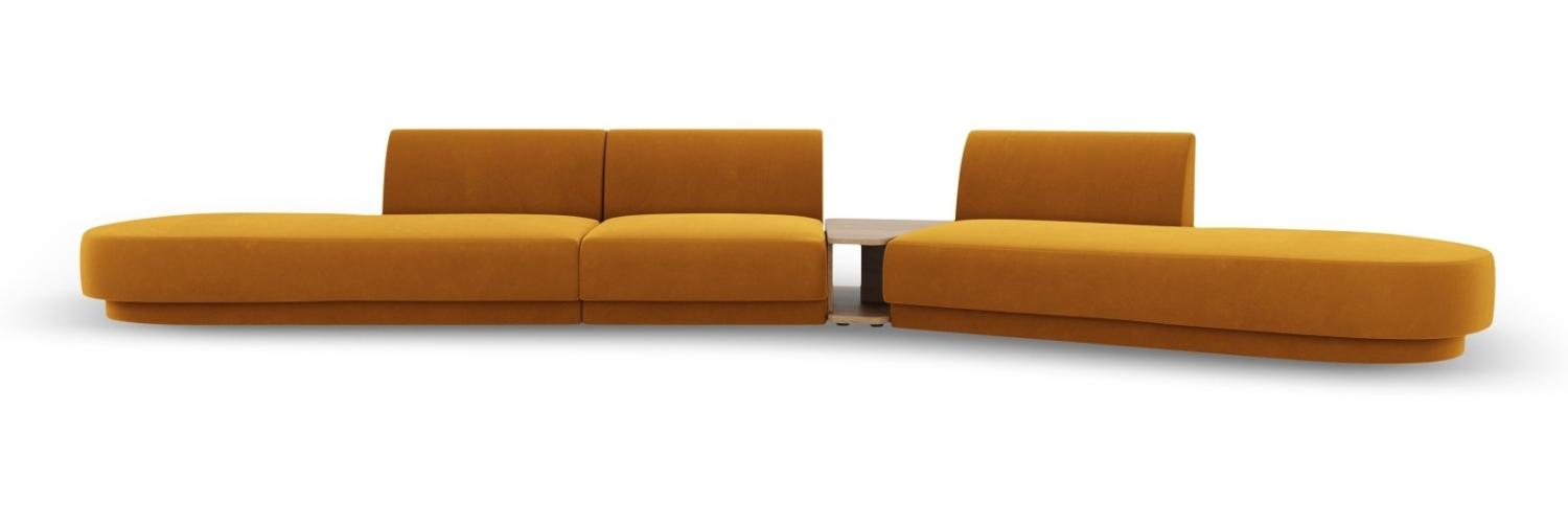 Micadoni Modulares Sofa Miley 5-Sitzer ohne Armlehnen Rechts Samtstoff Gelb Bild 1