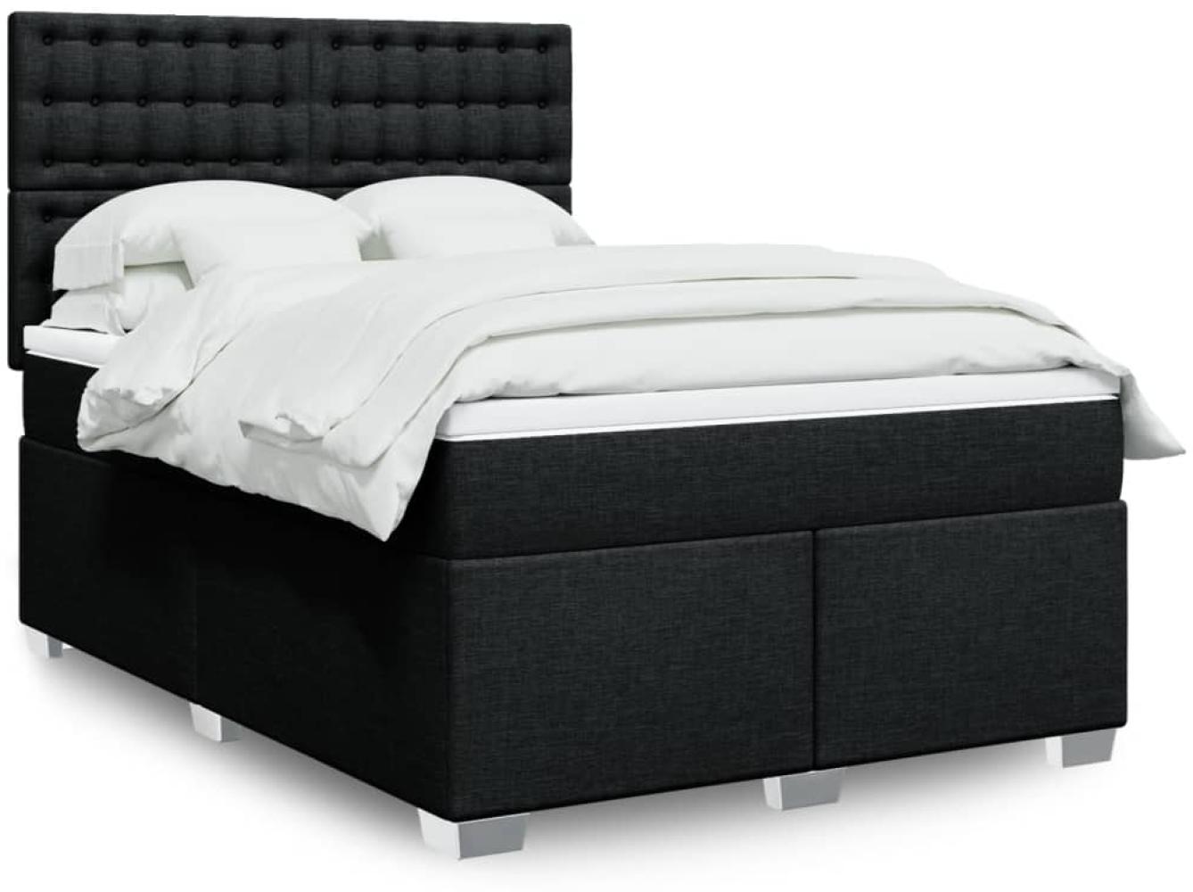 vidaXL Boxspringbett mit Matratze Schwarz 140x190 cm Stoff 3292799 Bild 1