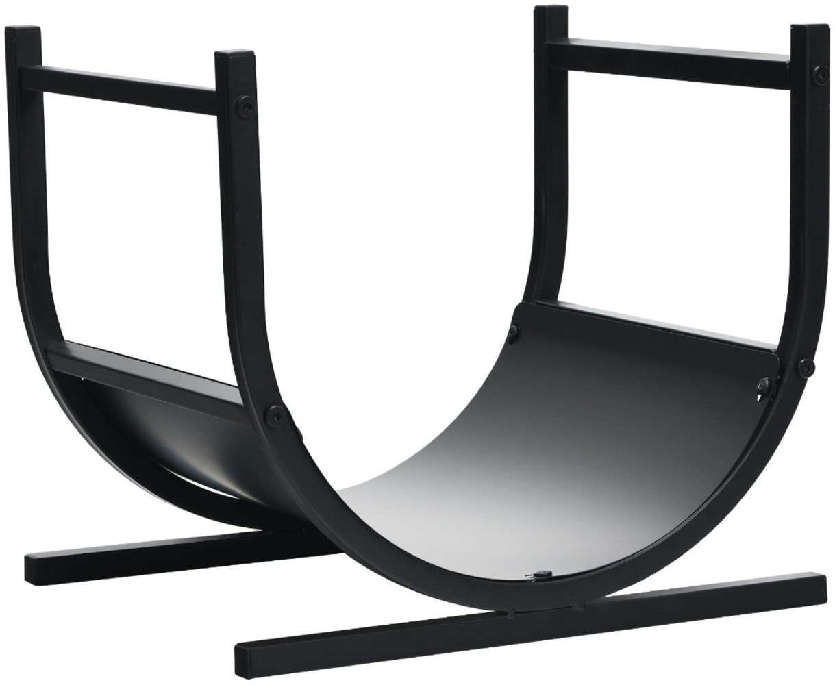 U-förmiges Metall-Kaminholzregal Holzstapelhalter mit stabilem Sockel 43 x 37 x 39,5 cm Schwarz Bild 1