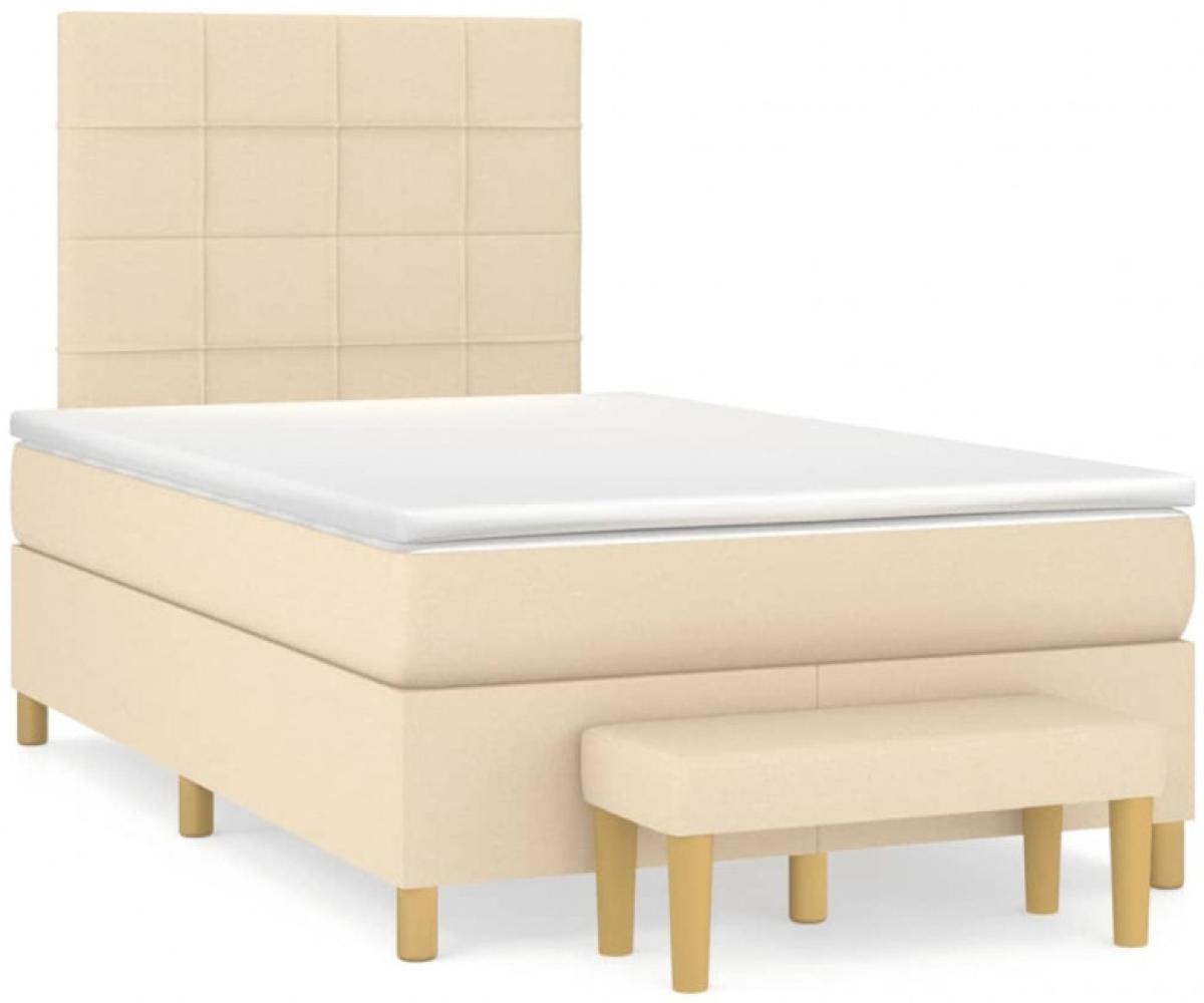 vidaXL Boxspringbett mit Matratze Stoff Creme 120 x 200 cm, Härtegrad: H2 [3137146] Bild 1