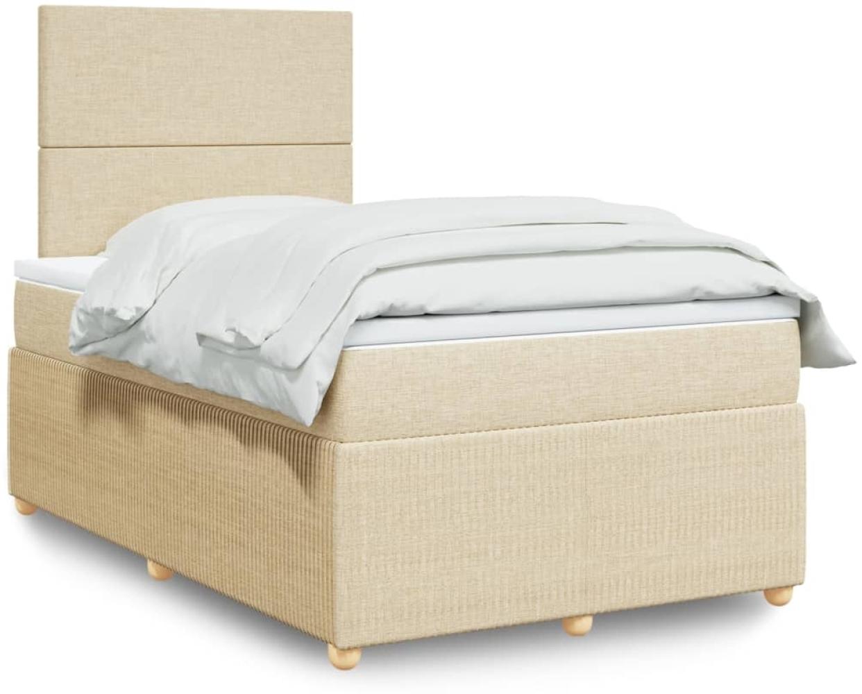 vidaXL Boxspringbett mit Matratze Creme 120x200 cm Stoff 3294321 Bild 1