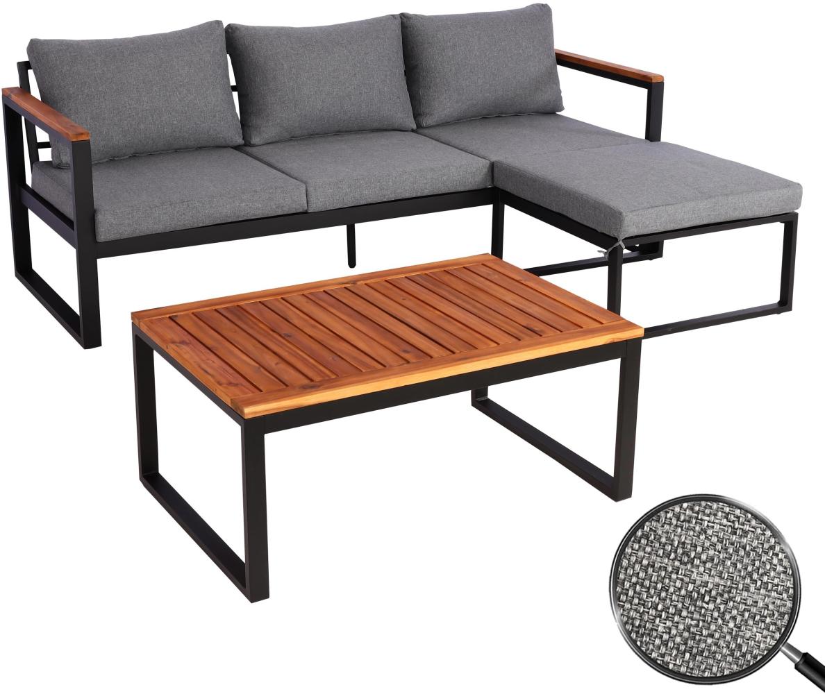 Garten-Garnitur HWC-L26b, Gartenlounge Sitzgruppe Lounge-Set Sofa, Aluminium Akazie Holz MVG-zertifiziert ~ dunkelgrau Bild 1