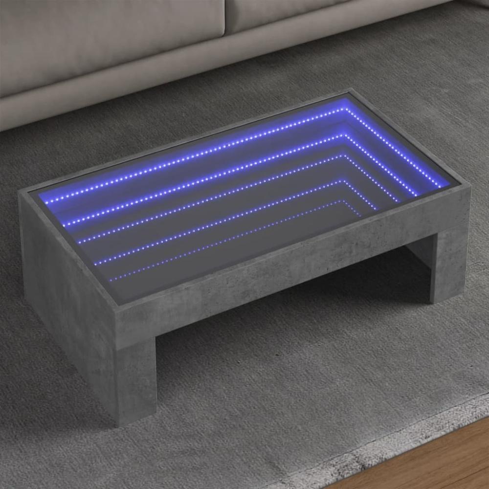 vidaXL Couchtisch mit Infinity-LED Betongrau 90x50x30 cm 847619 Bild 1